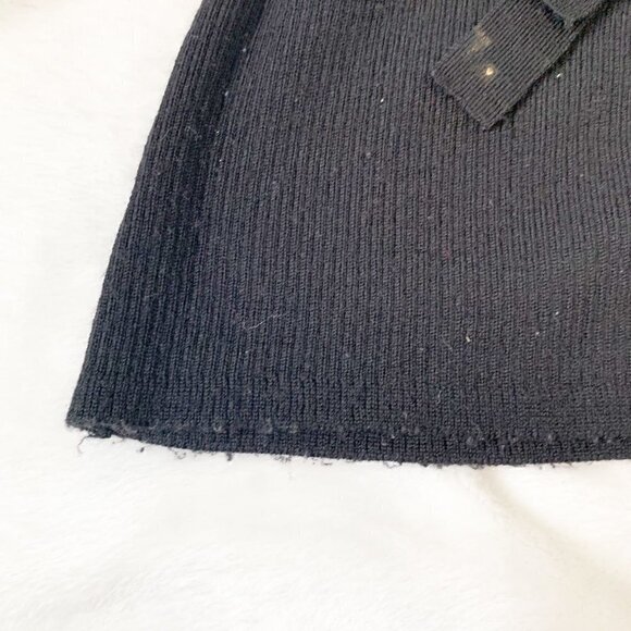 Sarah Spencer black button front tie waist tunic length 100% italian merino wool - Picture 6 of 6